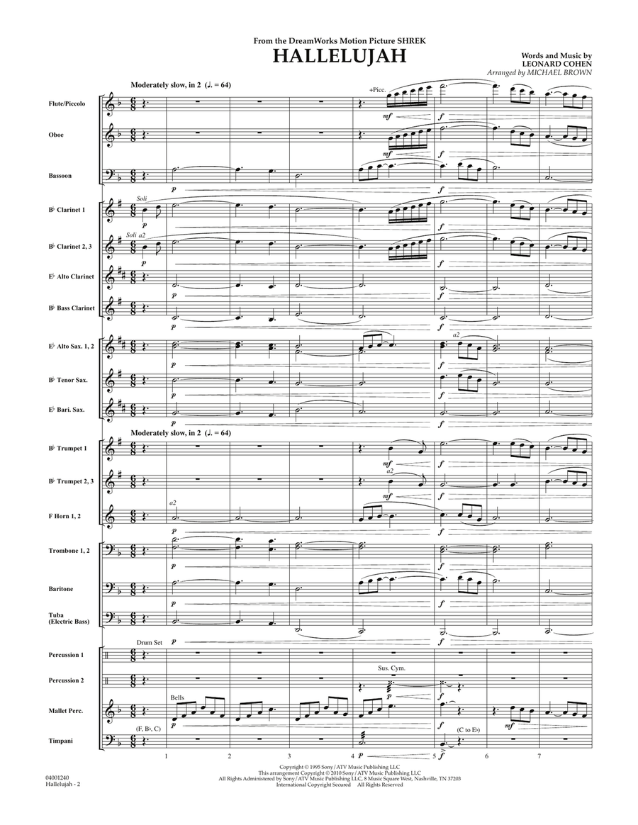 Hallelujah - Conductor Score (Full Score) Concert Band scores gallery preview page 2