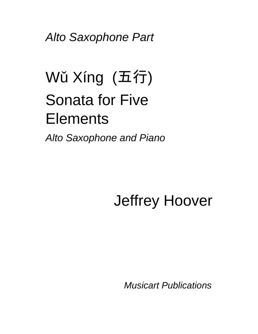Wu Xing - Sonata for Five Elements (alto saxophone and piano) Alto Saxophone scores gallery preview page 1