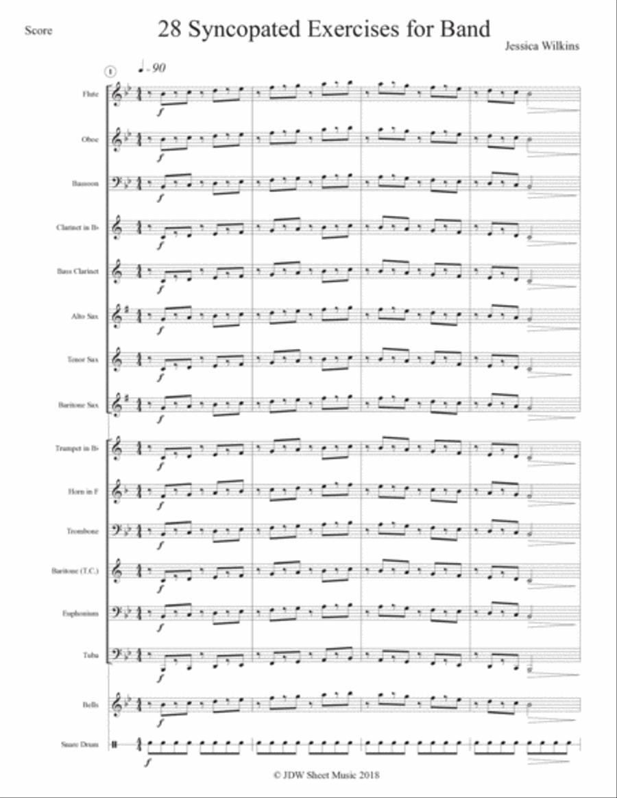 28 Syncopated Rhythm Exercises for Band Concert Band scores gallery preview page 2