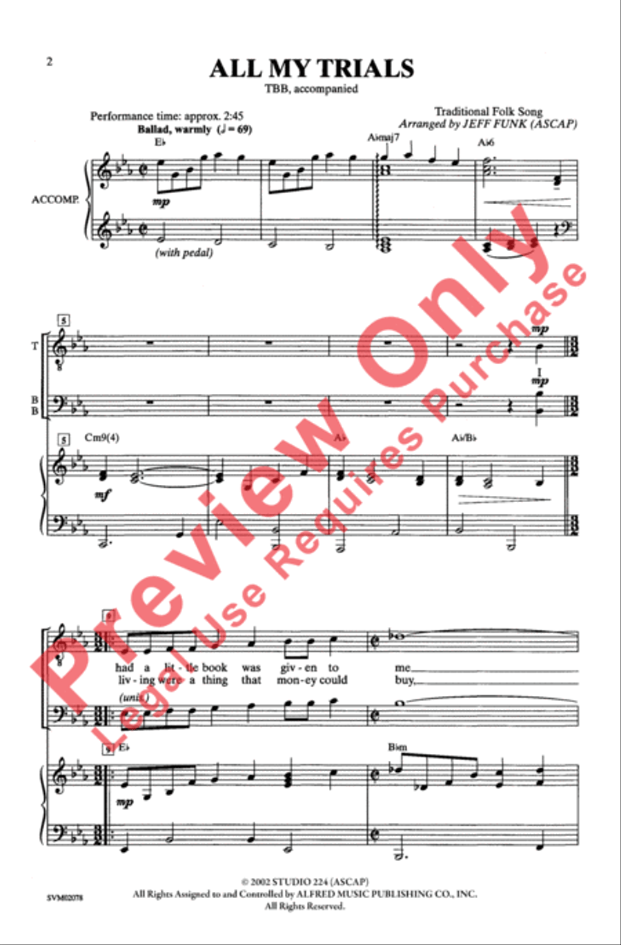 All My Trials - TBB 3-Part scores gallery preview page 2