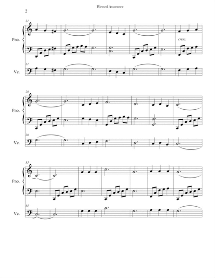 Blessed Assurance (Cello & Piano) Blessed Assurance (Cello & Piano) Piano scores gallery preview page 2
