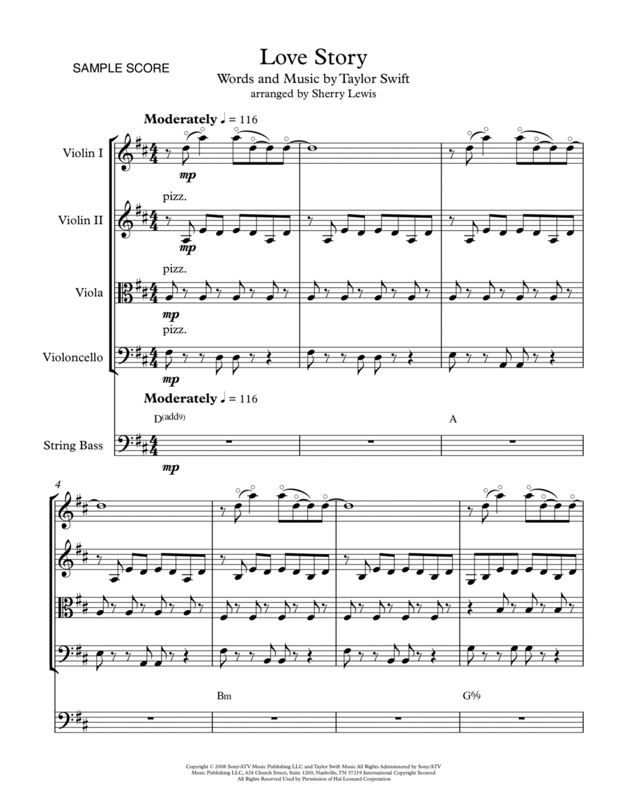 Love Story String Quintet scores gallery preview page 1