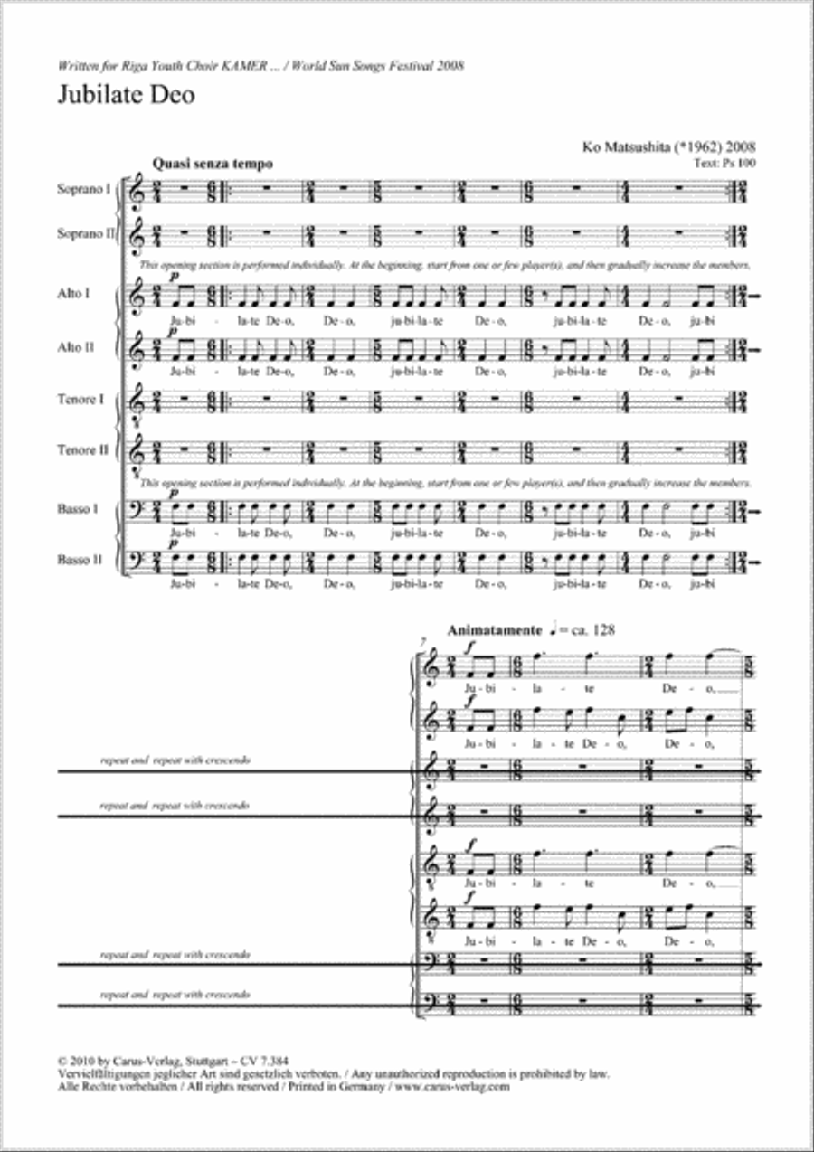 Jubilate Deo SSAATTBB scores gallery preview page 1