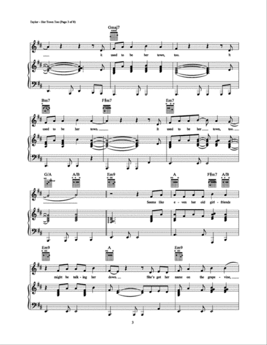 Her Town Too Her Town Too Piano, Vocal, Guitar scores gallery preview page 3