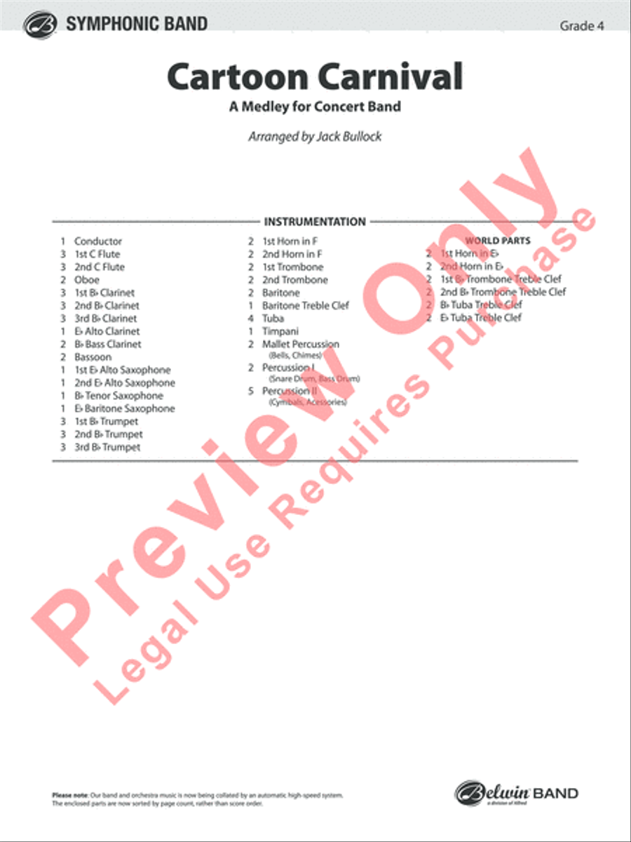 Cartoon Carnival Concert Band scores gallery preview page 2