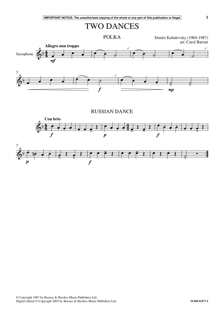 Two Dances School and Community scores gallery preview page 1