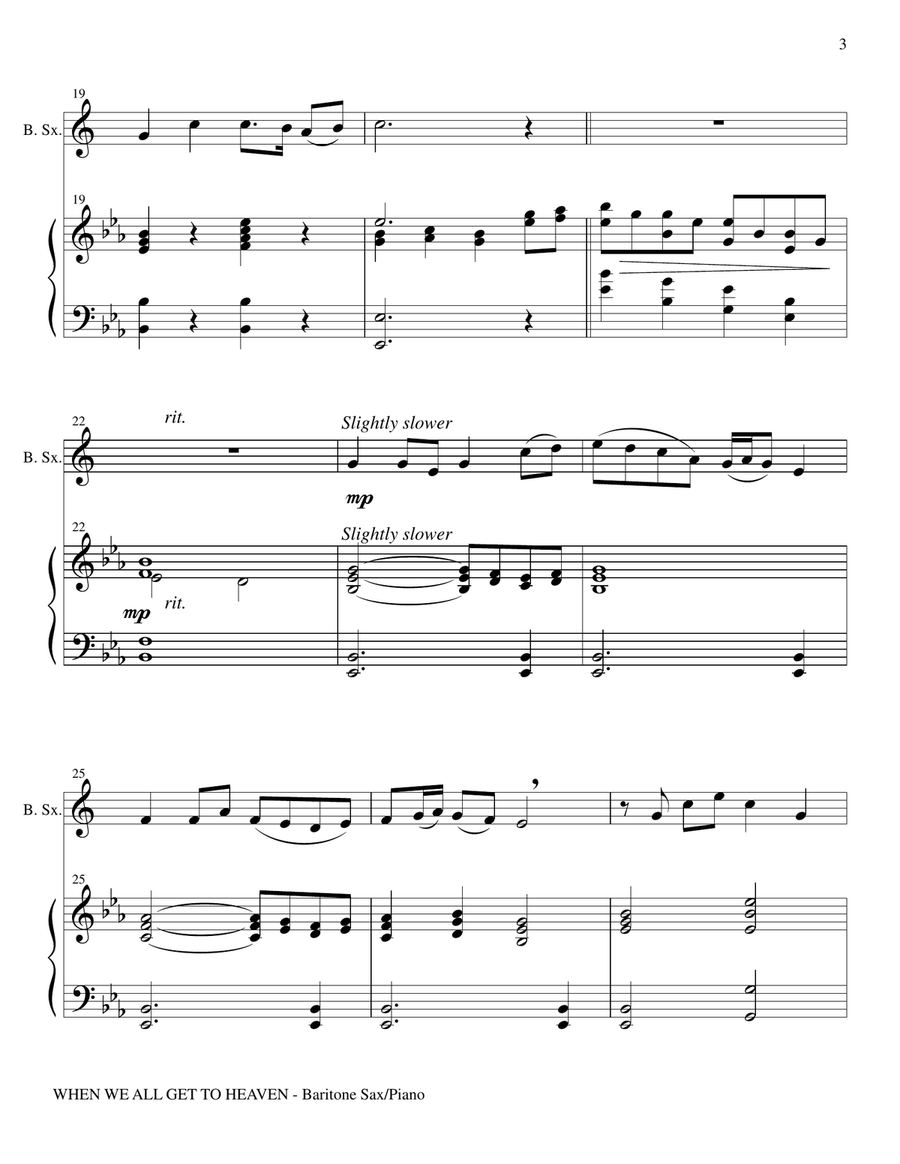 WHEN WE ALL GET TO HEAVEN (Baritone Sax and Piano with Baritone Sax Part) Baritone Saxophone scores gallery preview page 4