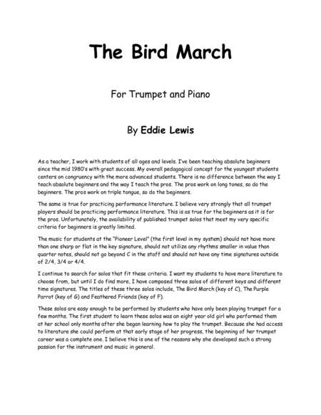 Bird March for Trumpet Solo by Eddie Lewis image number null