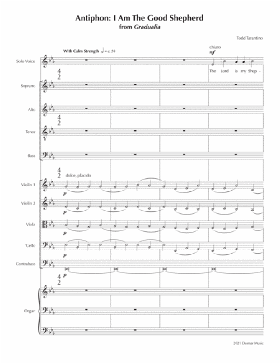 I Am The Good Shepherd (version for solo voice, SATB, strings, and organ) 4-Part scores gallery preview page 3