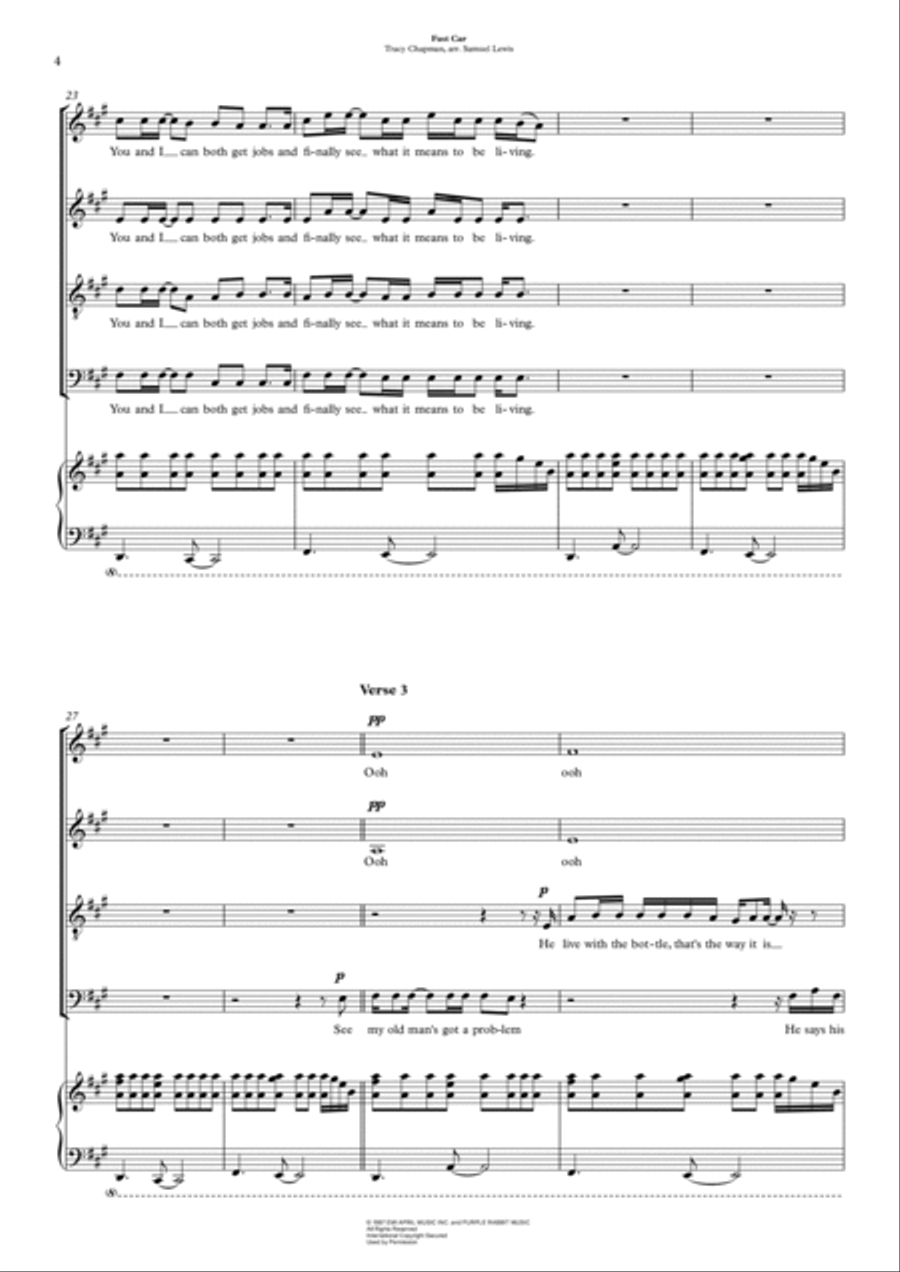 Fast Car Fast Car 4-Part scores gallery preview page 4