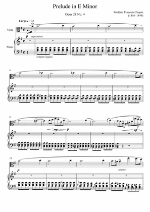 Book cover for Frédéric Chopin - Prelude in E minor Opus 28 No.4 (Viola Solo)