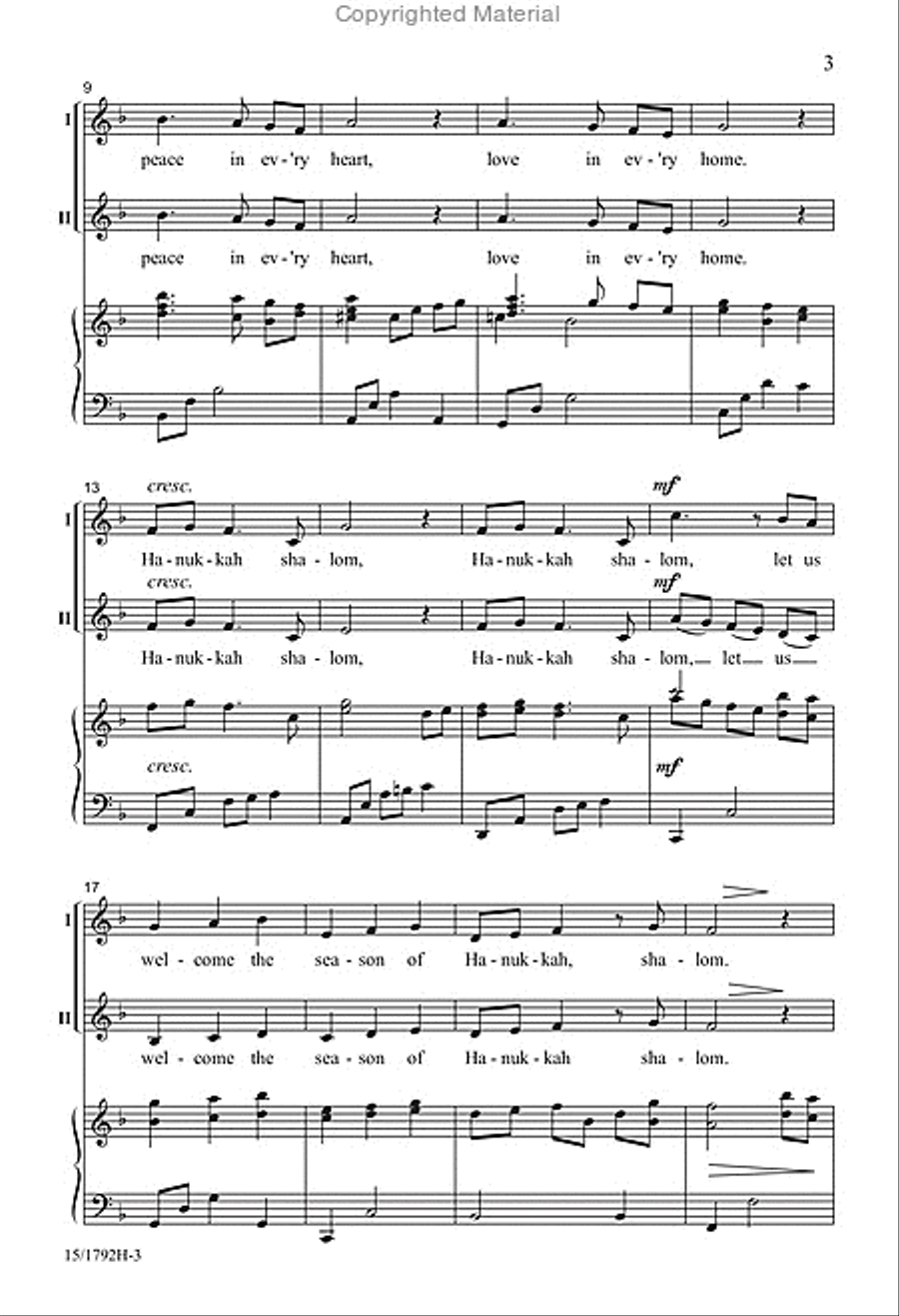 Hanukkah Shalom 2-Part scores gallery preview page 3
