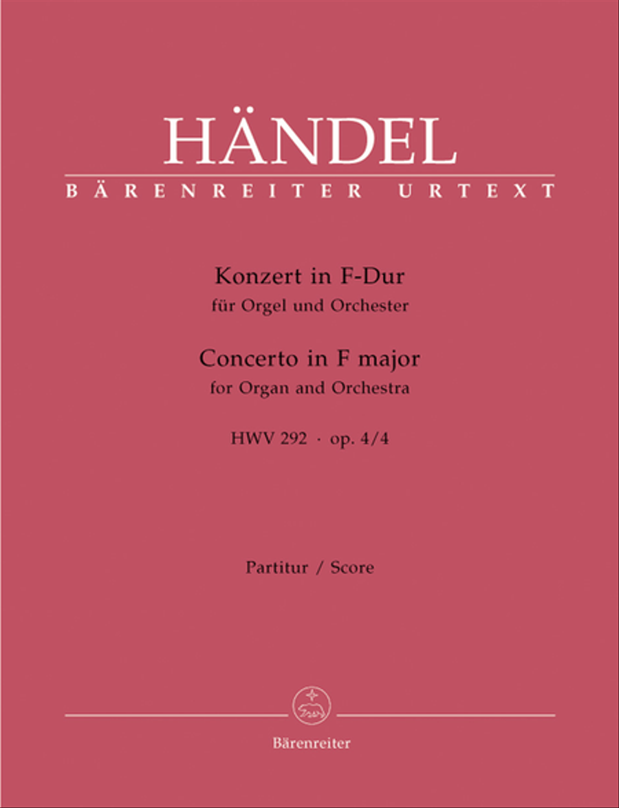 Concerto for Organ and Orchestra F major, Op. 4/4 HWV 292 Orchestra scores gallery preview page 1