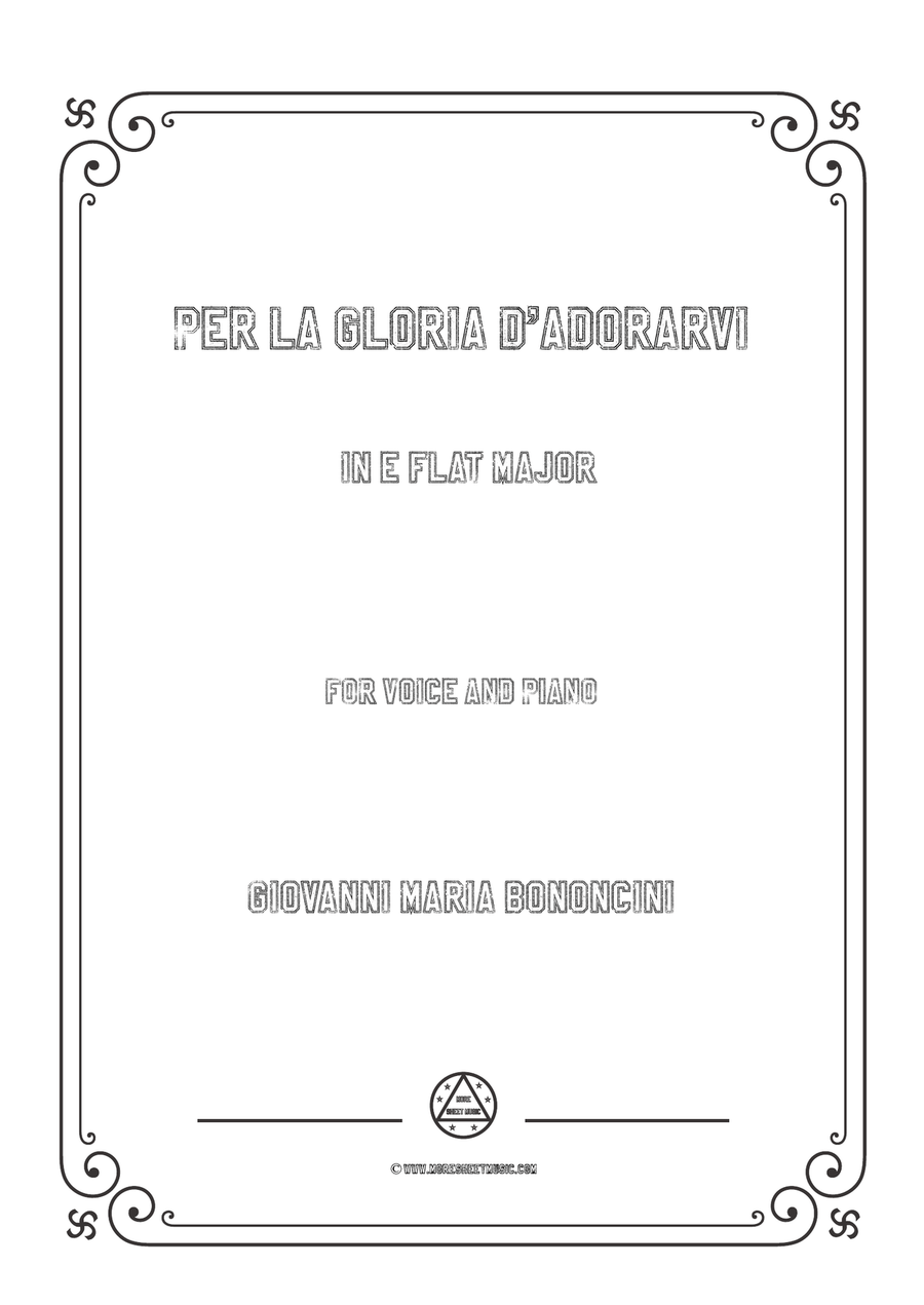 Bononcini-Per la gloria d'adorarvi in E flat Major Piano, Vocal scores gallery preview page 1