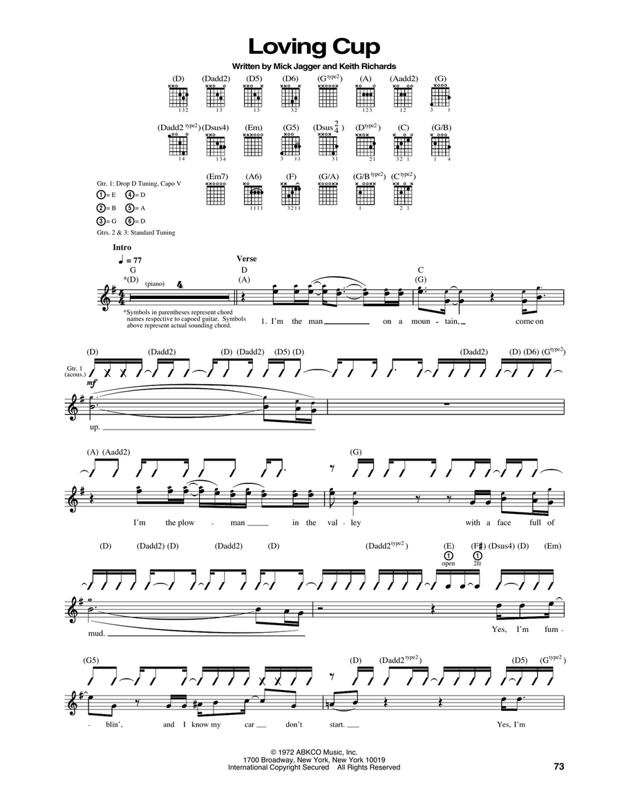 Loving Cup Guitar Tablature scores gallery preview page 1