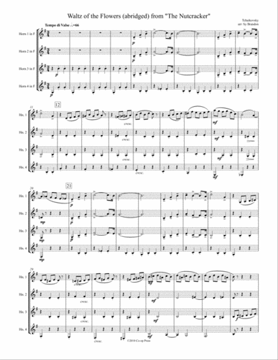 Waltz of the Flowers from the Nutcracker Suite Horn scores gallery preview page 1