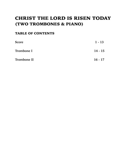 Christ the Lord is Risen Today (Trio for Two Trombones and Piano) image number null