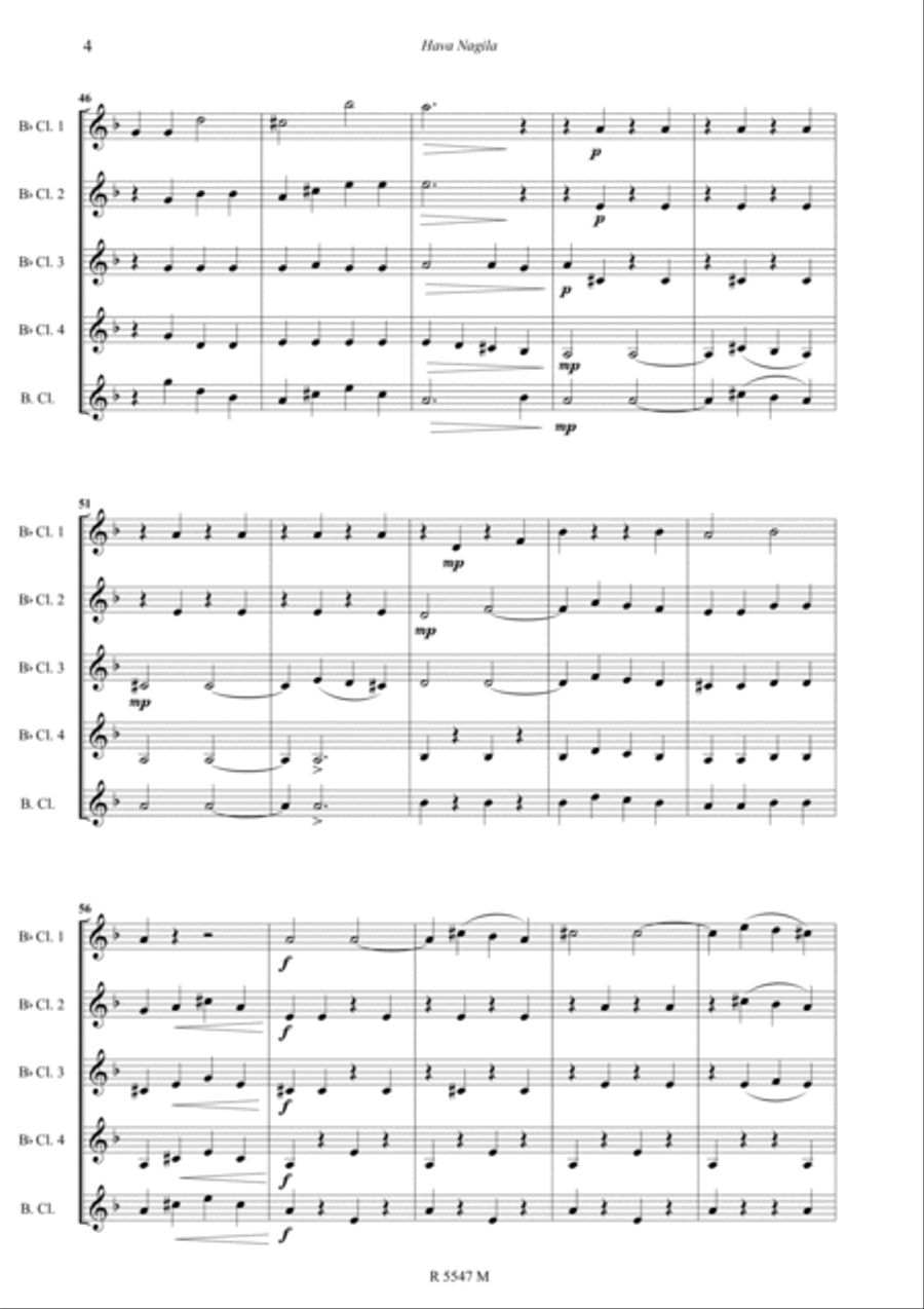Hava nagila, pour clarinette Clarinet scores gallery preview page 5