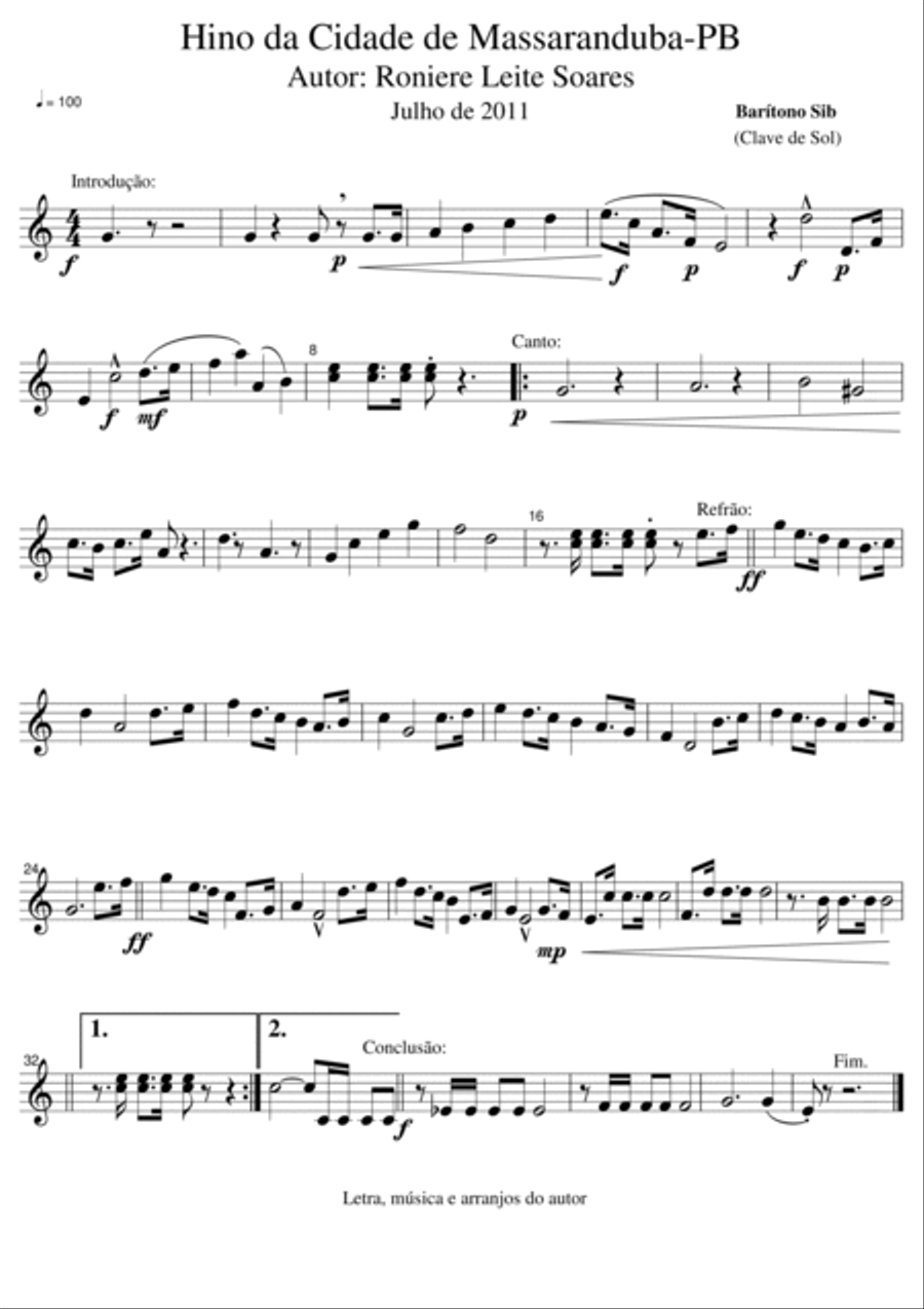 Hino Municipal de Massaranduba - PB Concert Band scores gallery preview page 4