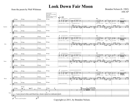 Look Down Fair Moon (for SATB choir and piano)