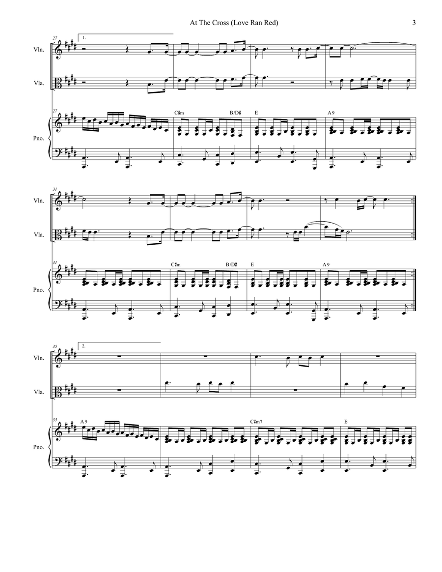 At The Cross (love Ran Red) String Duet scores gallery preview page 3