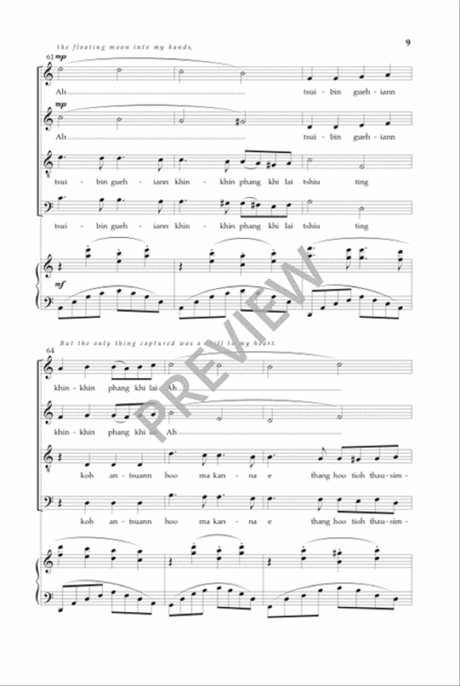 Floating Moon on the Water (SATB) 4-Part scores gallery preview page 10