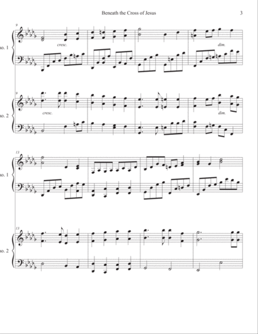 Beneath the Cross of Jesus Two Piano Duet 2 Pianos, 4-Hands scores gallery preview page 3
