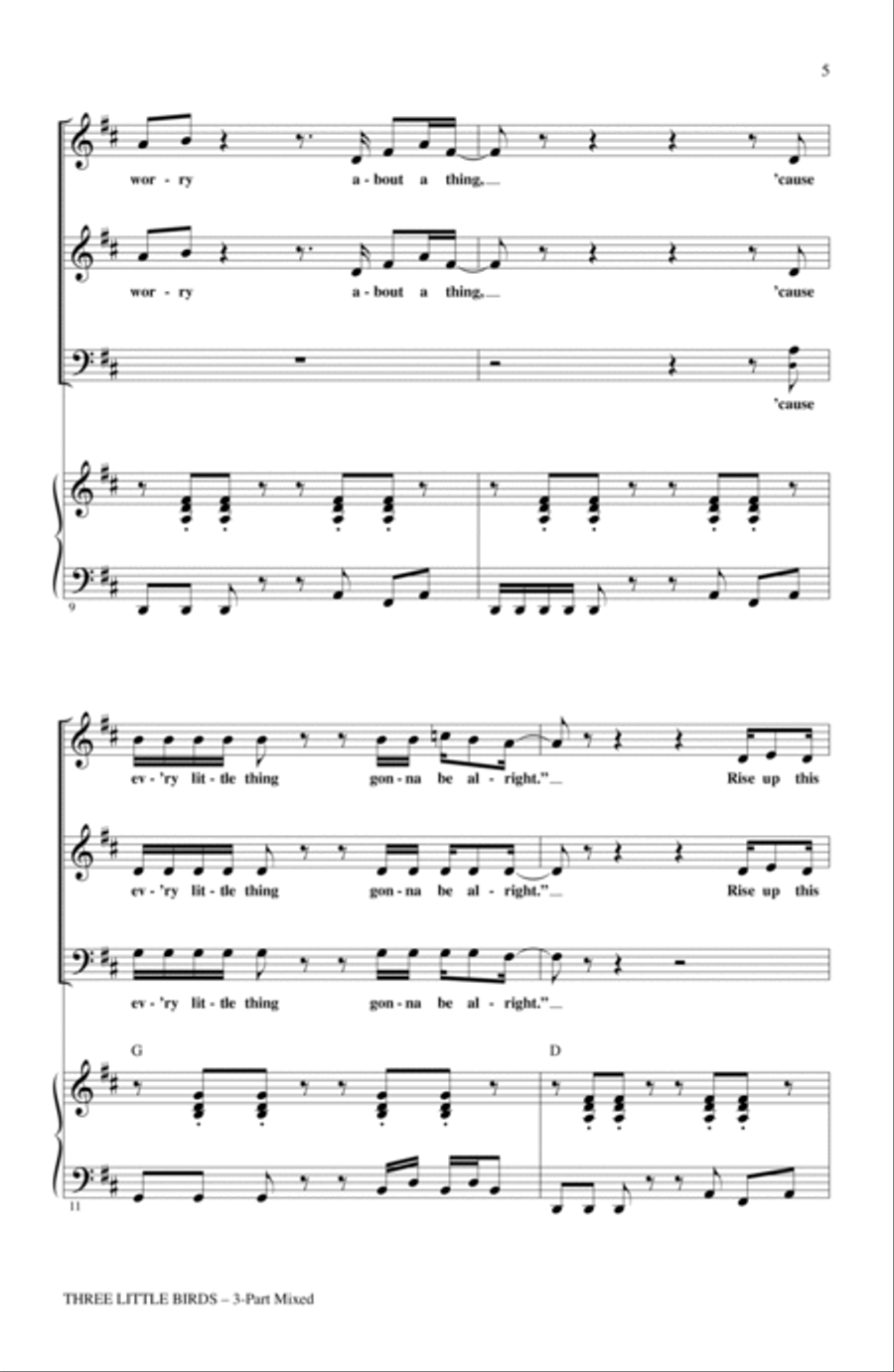 Three Little Birds (arr. Audrey Snyder) 3-Part scores gallery preview page 3