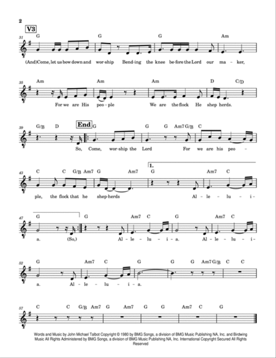 Psalm 95 (come Worship The Lord) Guitar scores gallery preview page 2