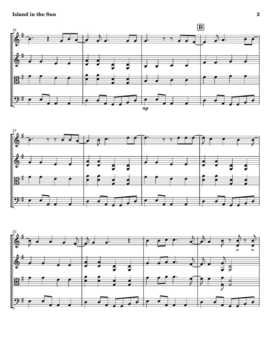 Island In The Sun Island In The Sun String Trio scores gallery preview page 2