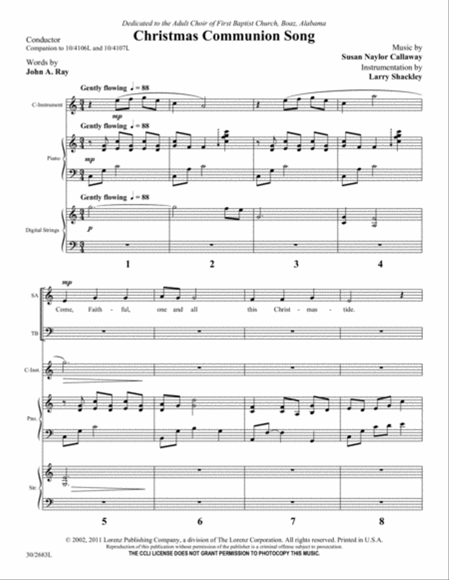 Christmas Communion Song - Instrumental Score and Parts