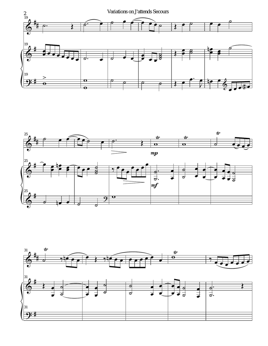 Variations on J'attends secours for cor anglais and harp English Horn scores gallery preview page 2