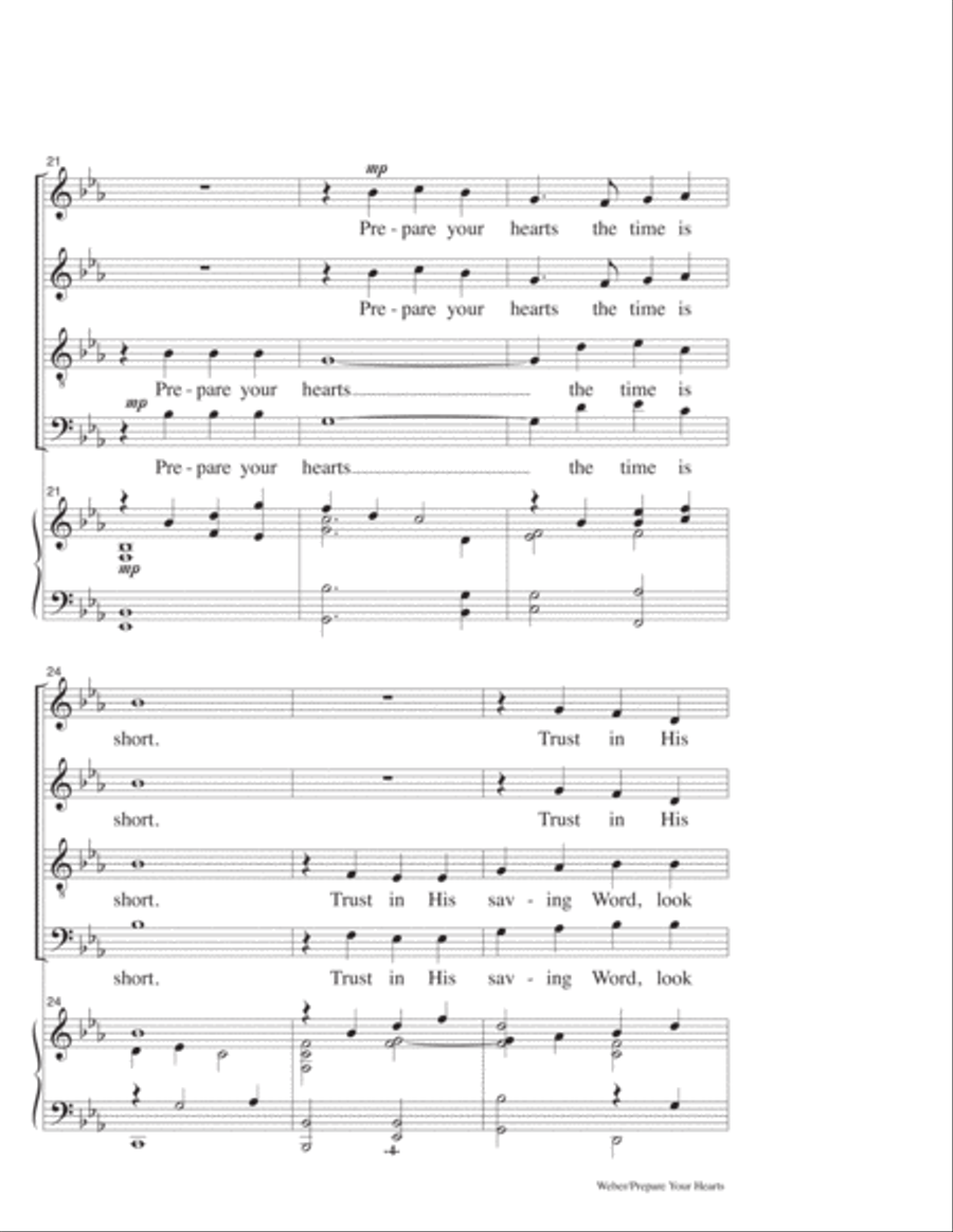 Prepare Your Hearts, for SATB and piano 4-Part scores gallery preview page 4