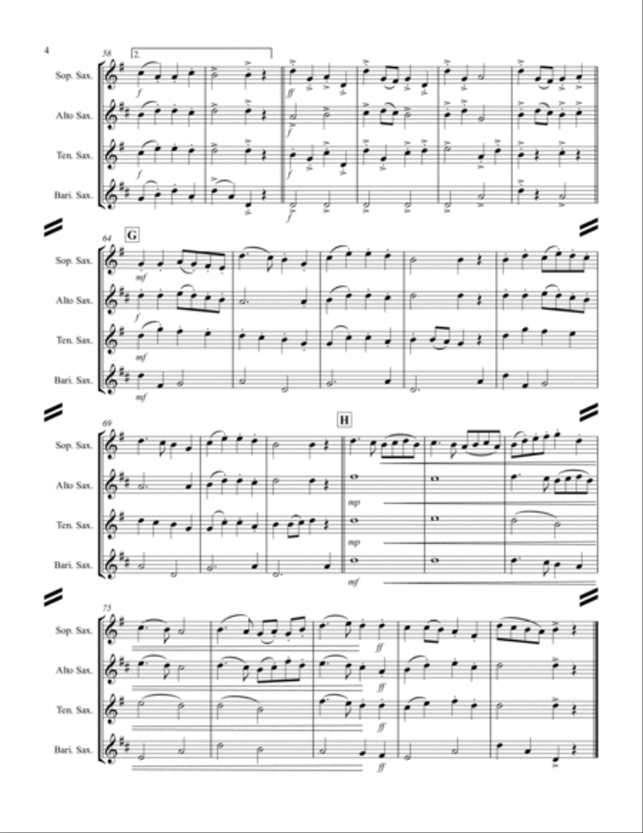 20 Traditional Christmas Carols Volume II (for Saxophone Quartet SATB or AATB) Saxophone Quartet scores gallery preview page 5