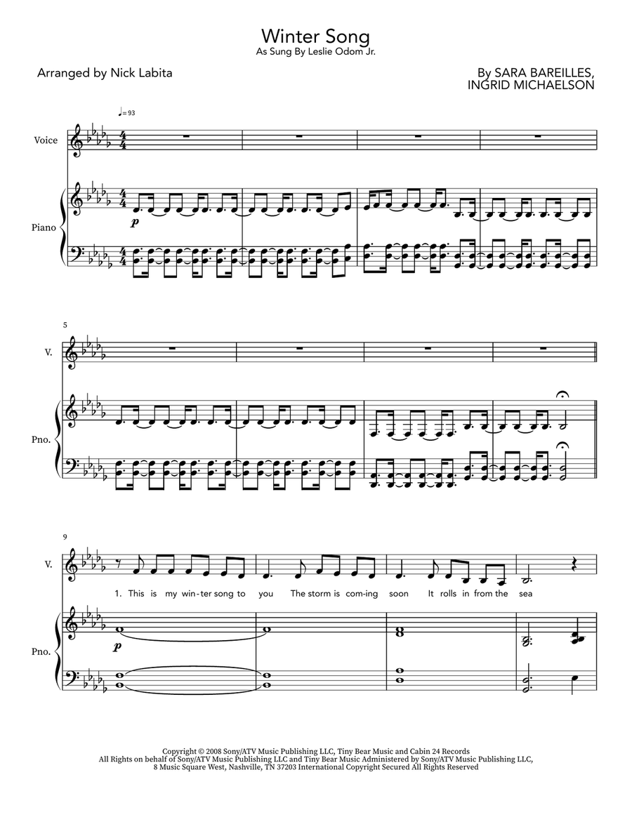 Winter Song Voice scores gallery preview page 1