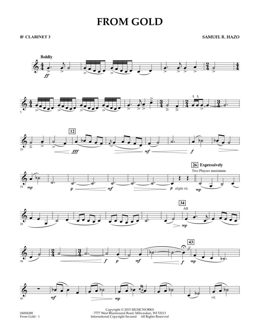 From Gold - Bb Clarinet 3 B-Flat Clarinet scores gallery preview page 1