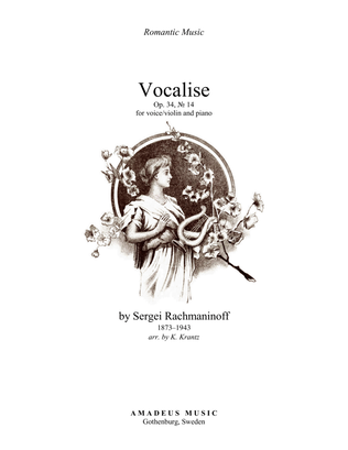 Vocalise Op. 34 for voice or violin/flute and piano (original key)