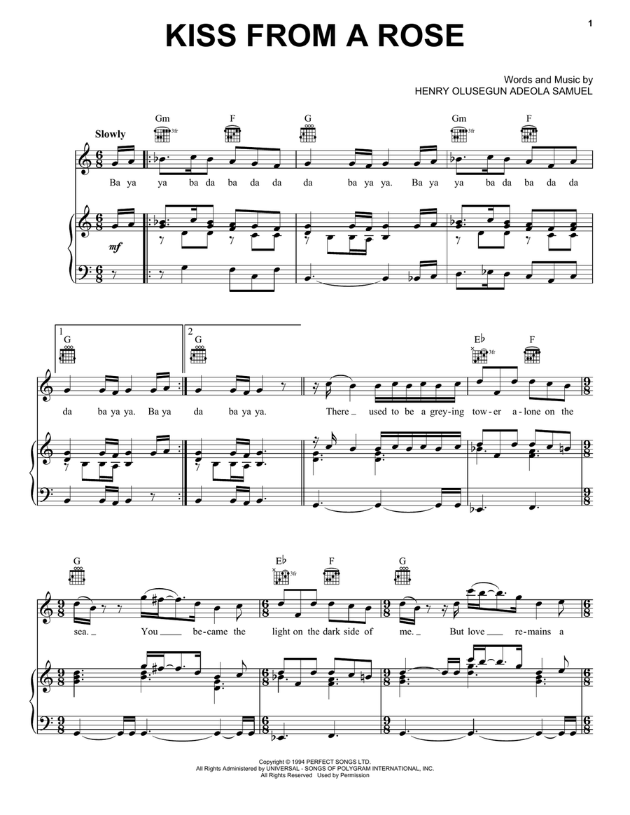 Kiss From A Rose Acoustic Guitar scores gallery preview page 1