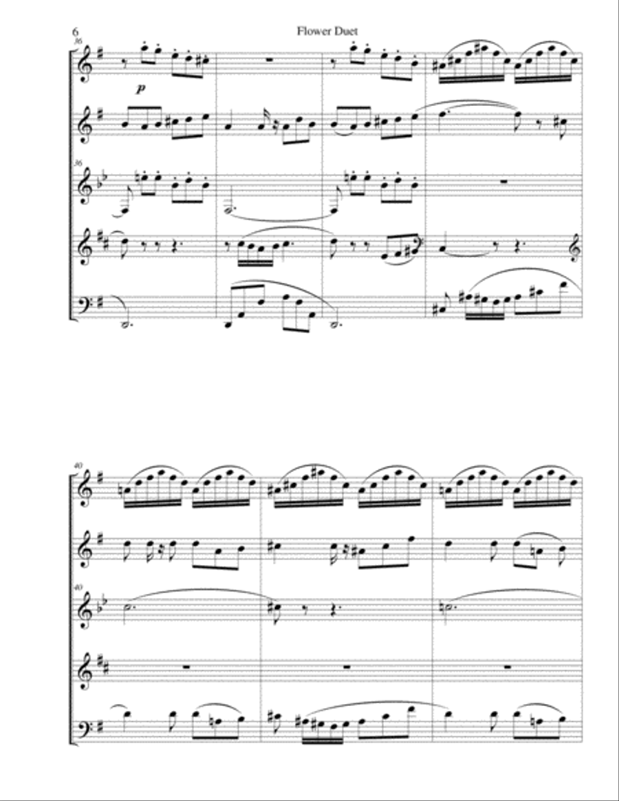 Flower Duet from Lakme (Wind Quintet) Small Ensemble scores gallery preview page 6
