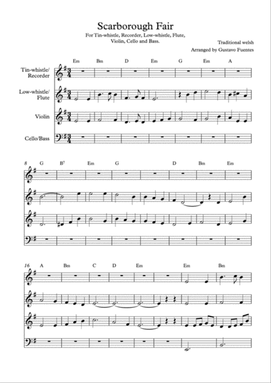 Scarborough Fair, Celtic song Large Ensemble scores gallery preview page 2
