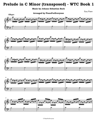 'Prelude in C Minor' from WTC Book 1 - Bach (Easy Piano)