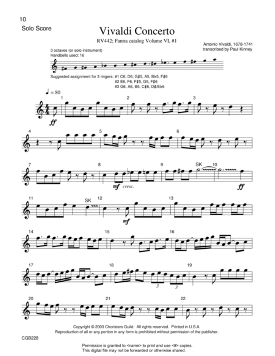 Vivaldi Concerto Handbell Choir scores gallery preview page 11