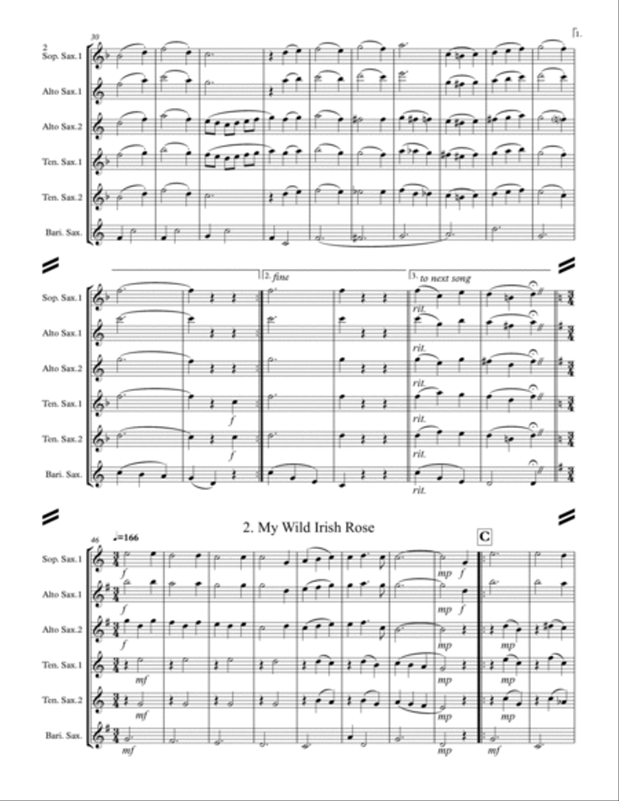 Irish Folksong Suite (for Saxophone Quintet SATTB or AATTB) Saxophone Quintet scores gallery preview page 3