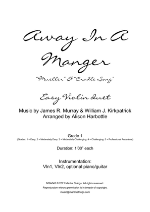 Book cover for Away in a Manger - easy violin duet, both tunes