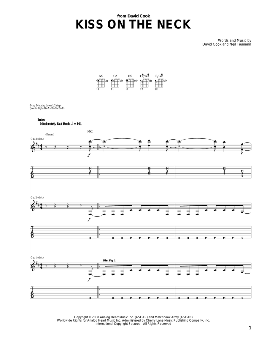 Kiss On The Neck Acoustic Guitar scores gallery preview page 1
