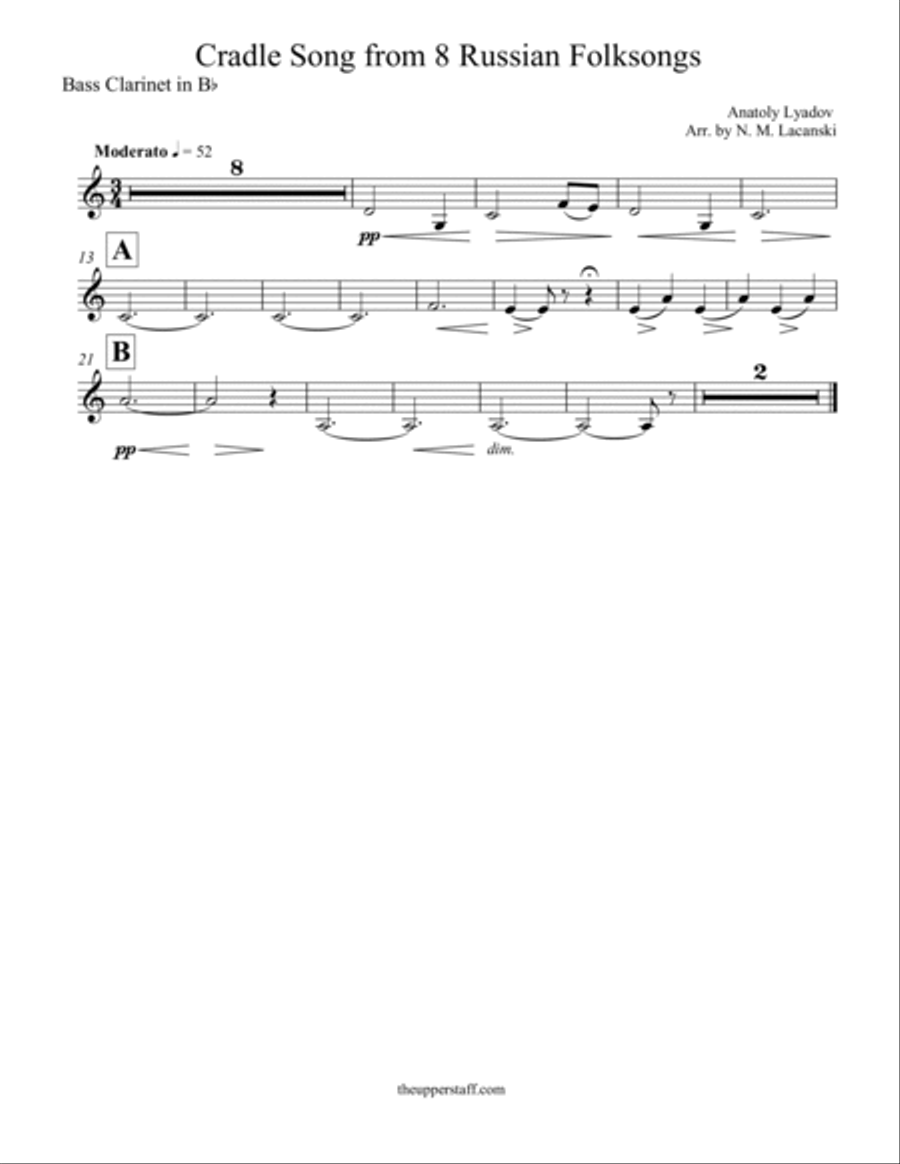 8 Russian Folksongs Cradle Song Woodwind Quartet scores gallery preview page 3