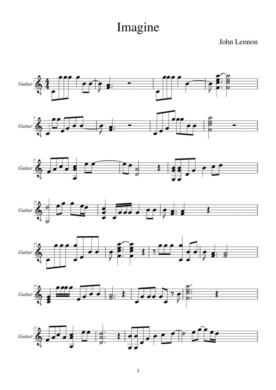 Imagine Imagine Classical Guitar scores gallery preview page 1