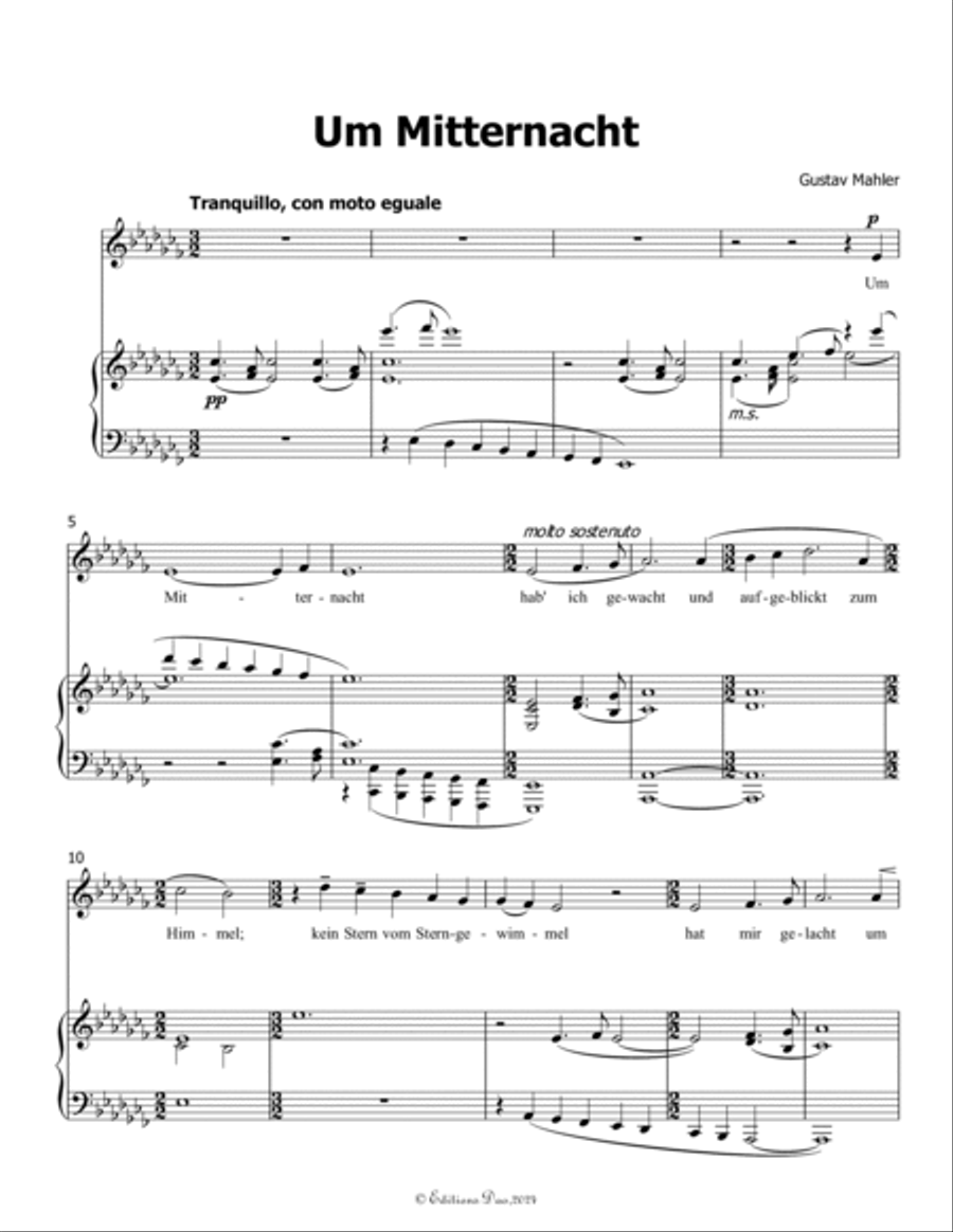 Um Mitternacht, by Mahler, in a flat minor Piano, Vocal scores gallery preview page 3