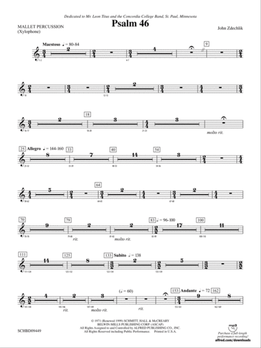 Psalm 46: Mallets Concert Band scores gallery preview page 1