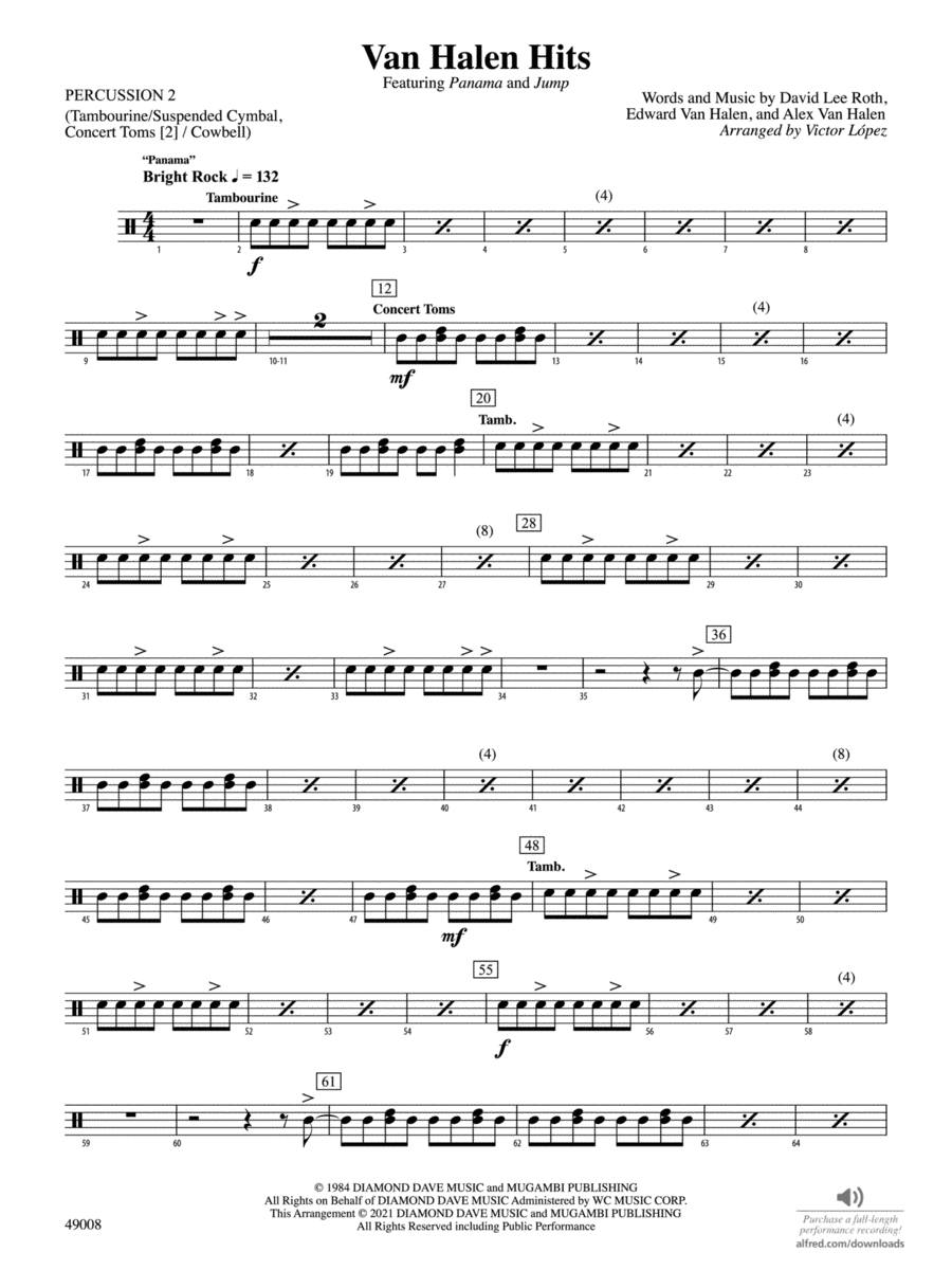 Van Halen Hits: 2nd Percussion Full Orchestra scores gallery preview page 1